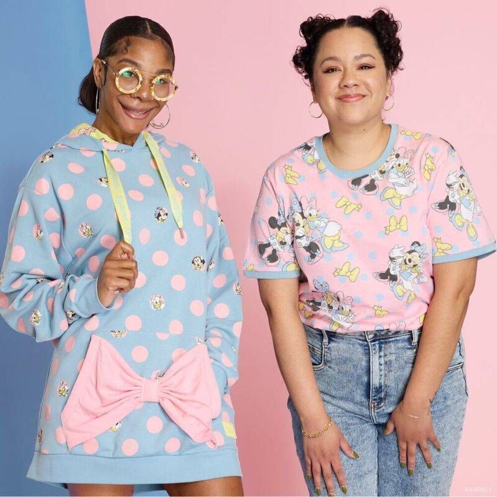 NWT Loungefly Disney Minnie Mouse Medium Pastel Polka Dots French Terry Hoodie - Picture 15 of 15